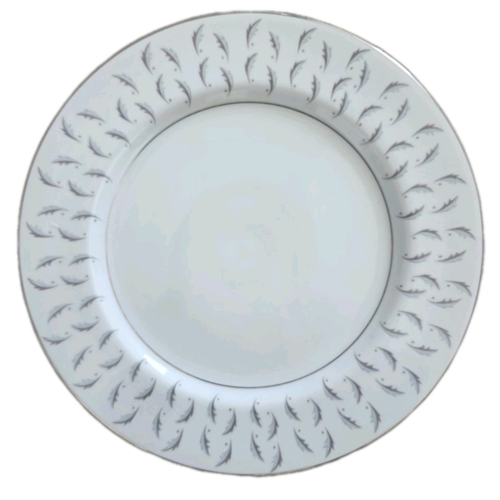 Kent Japan Normandy 8.5" Soup Salad Bowl Blue Gray Leaves Silver Elegance China